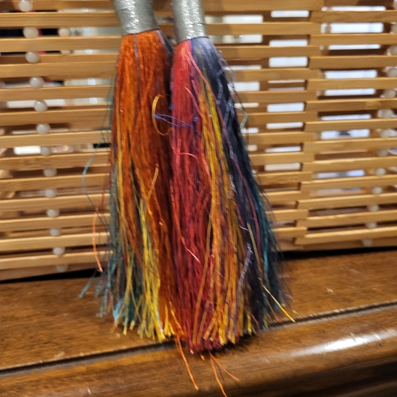 Vince Camuto Bayne Rainbow Tasseled Bamboo Clutch Handbag - Picture 3 of 8